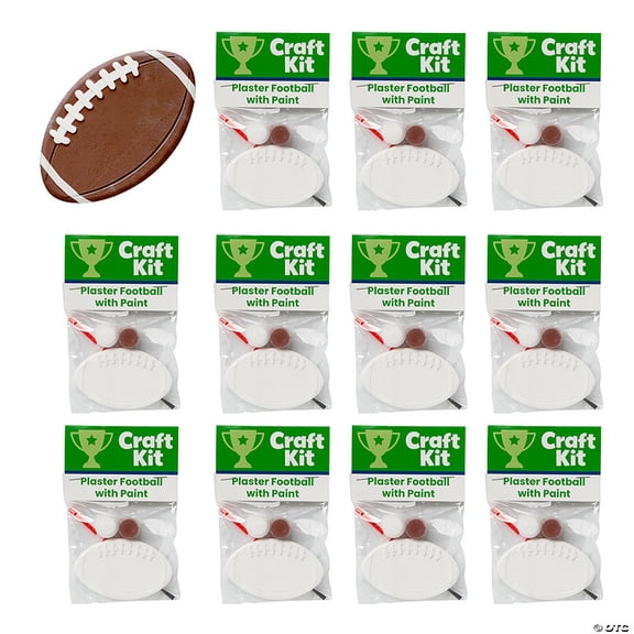 3 1/2" x 2 1/4" Plaster Football with Paint Craft Kit - Makes 12