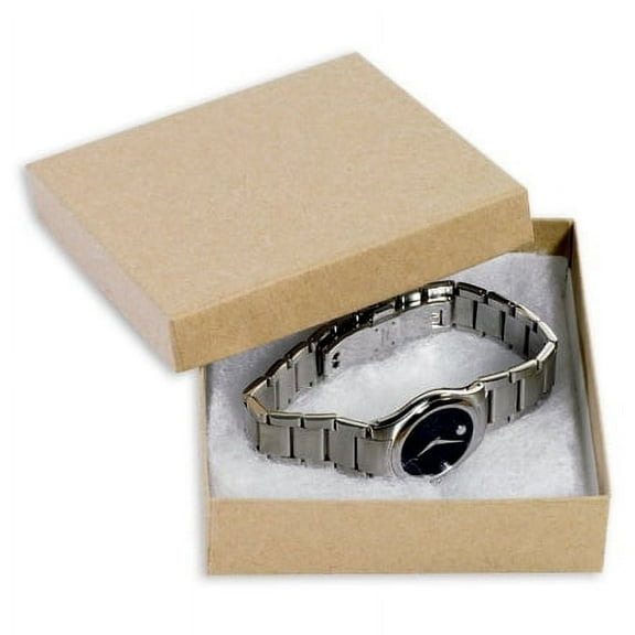 3 1/2" x 3 1/2" x 1" Kraft Jewelry Boxes - 100 Per Case