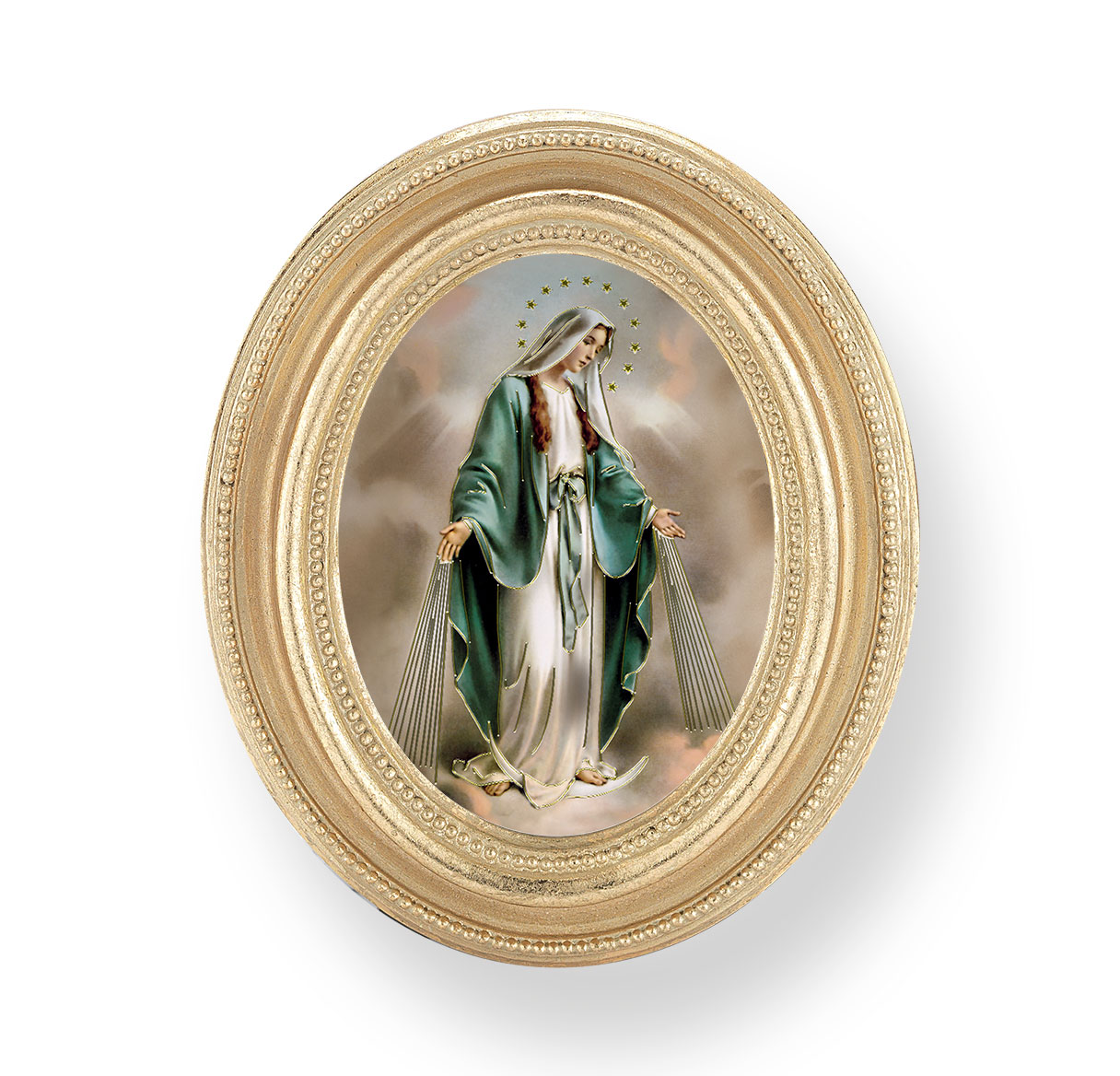 3-1/2" x 4-1/2" Gold Oval Frame with a Our Lady of Grace Print ...