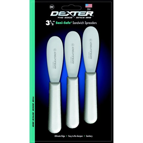 Dexter Russell S173-3 Sani-Safe (18183) Sandwich Spreaders, 3-1/2", stainless steel blade, textured, polypropylene white handle, NSF Certified, Made in USA (3 each per pack)