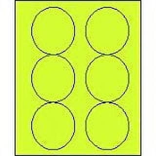 3 1/3" Round Fluorescent Chartreuse Labels for Laser Printers, Inkjet Printers or Copier Machines. (GLC330FCH)