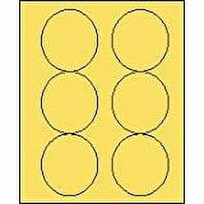 3 1/3" Round Pastel Yellow Labels for Laser Printers, Inkjet Printers or Copier Machines. (GLC330PY)
