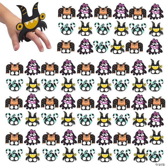3 1/4" 4" Bulk 72 Pieces Multicolor Doodle Monster Chipboard Finger Puppets