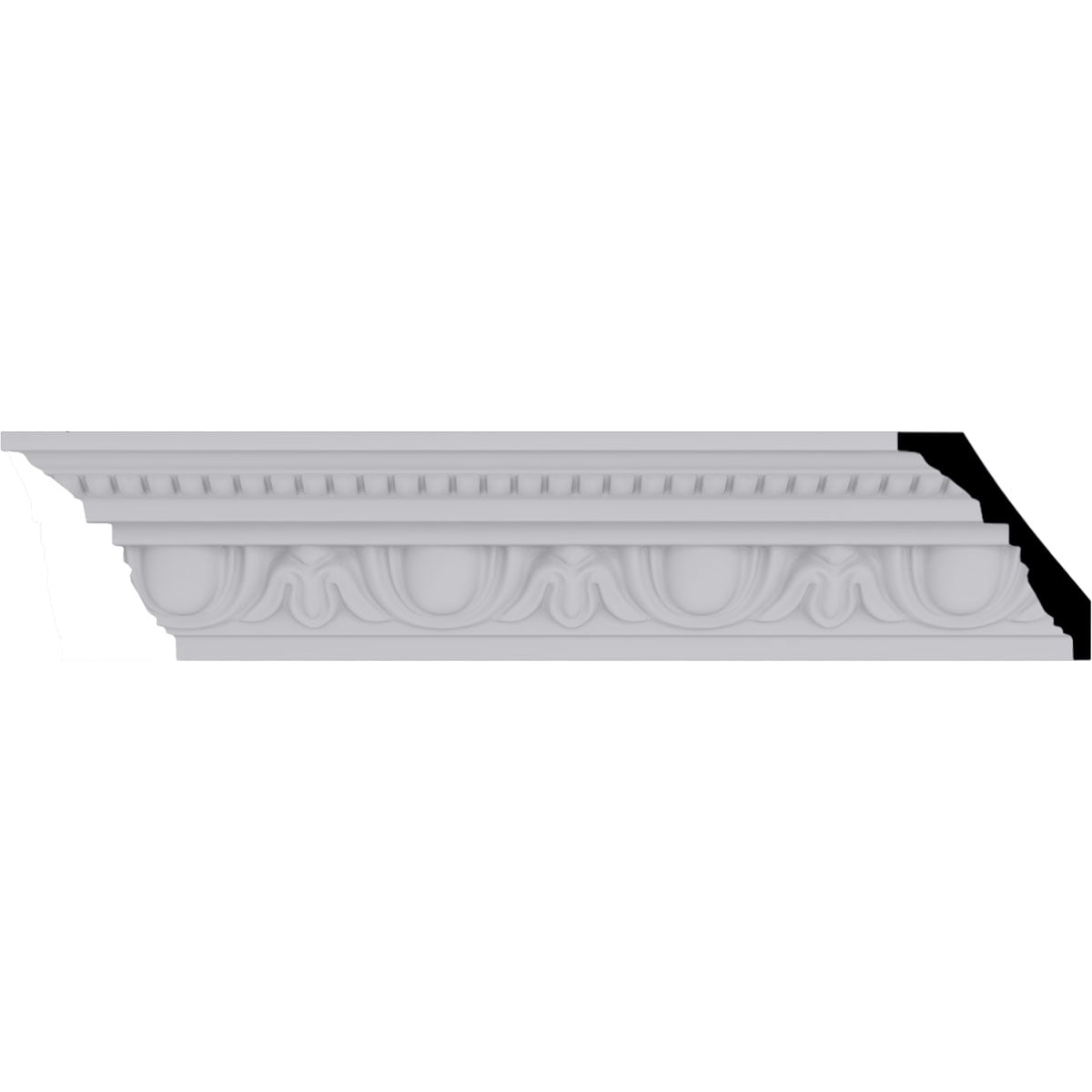 Traditional White Polyurethane Crown Moulding with Egg & Dart Beads