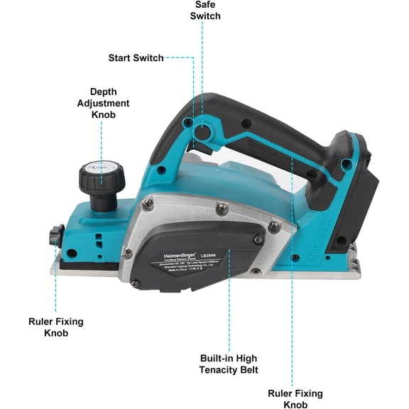 3-1/4-Inch Cordless Electric Hand Planer - Compatible with  18V Battery (Tool Only, Brushless Motor)