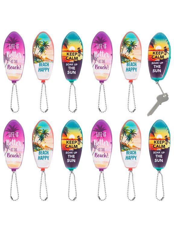 3 1/4" Luau Beach-Themed Floating Foam Keychains - 12 Pc.