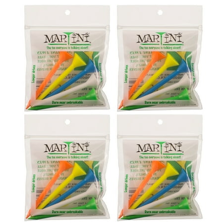 3 1/4" Martini Golf Tees - 4 Pack of Mixed - 20 Tees Total - Virtually Unbreakable