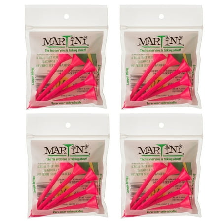 Martini Golf Tees Unbreakable Golf Tees, Pinl, 4 Pack