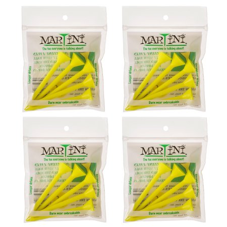 3 1/4" Martini Golf Tees - 4 Pack of Yellow - 20 Tees Total - Virtually Unbreakable