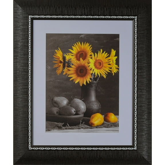 3-1/4" Polystyrene 3D Textured Picture Frame by WholesaleArtsFrames-com 8x10, 1538 Series Black & Silver - Made in USA