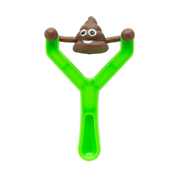 3 1/4" Stretchy Flying Poop Emoji Rubber Slingshots - 12 Pieces