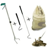 [3 in 1] 47" Foldable Snake Tongs +Snake Hook +Snake Reptile Bag, iClover Reptile Grabber Rattle Catcher Wide Jaw Handling Tool Set for Moving King Snake Lizard Reptiles