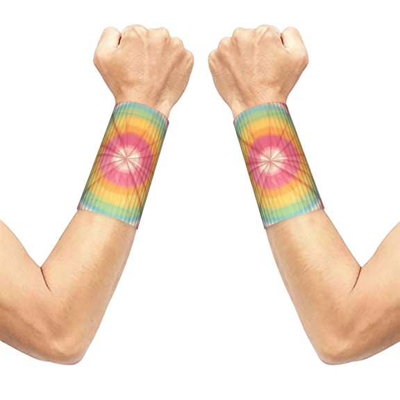 3.15.1in Elastic Cuffs Soft Breathable Comfortable Good Elasticity Relieve Muscle Stiffness Is Easy To Wear And Take Off Tie-Dye Pattern Bright Colors (2)