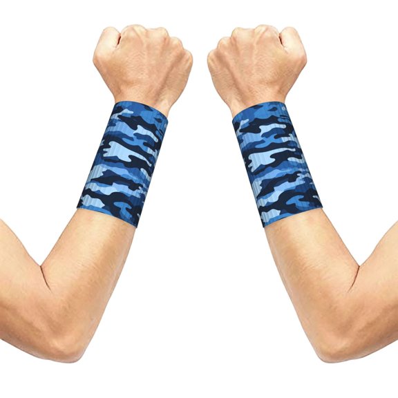3.15.1in Elastic Cuffs Soft Breathable Comfortable Good Elasticity Relieve Muscle Stiffness Is Easy To Wear And Take Off Vector Camouflage Pattern Blue_1