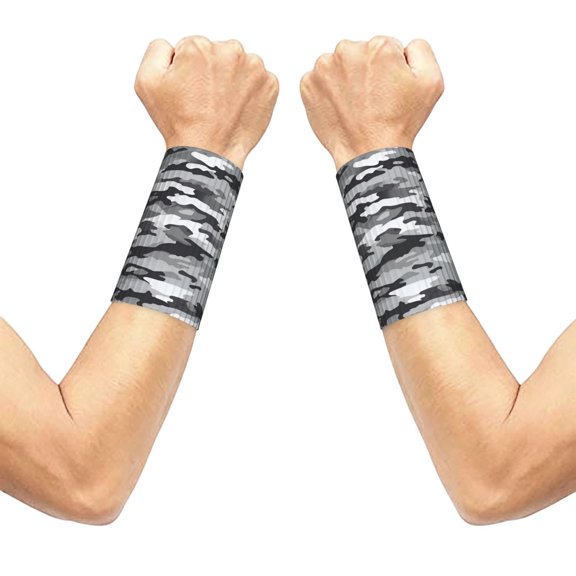 3.15.1in Elastic Cuffs Soft Breathable Comfortable Good Elasticity Relieve Muscle Stiffness Is Easy To Wear And Take Off Vector Camouflage Pattern Gray_1