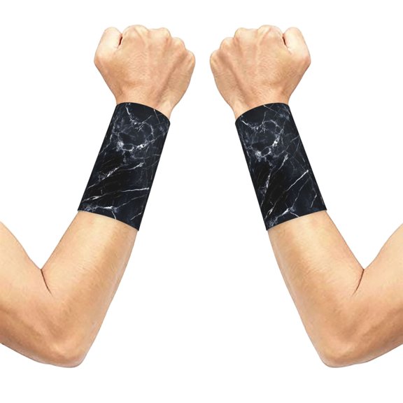 3.15.1in Elastic Cuffs Soft Breathable Comfortable Good Elasticity Relieve Muscle Stiffness Is Easy To Wear And Take Off Black Marble_4