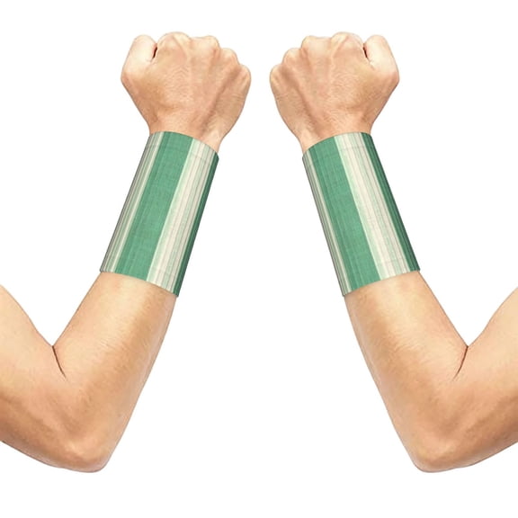 3.15.1in Elastic Cuffs Soft Breathable Comfortable Good Elasticity Relieve Muscle Stiffness Is Easy To Wear And Take Off Lightgreen Stripe_18292_2