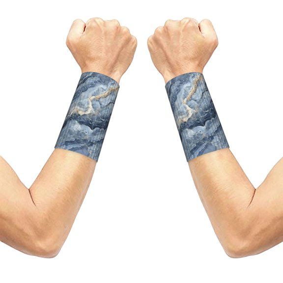 3.15.1in Elastic Cuffs Soft Breathable Comfortable Good Elasticity Relieve Muscle Stiffness Is Easy To Wear And Take Off Steelblue Marble_4