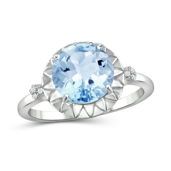 3 1/5 Carat T.G.W. Sky Blue Topaz And White Diamond Accent Sterling Silver Ring