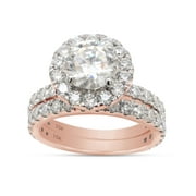 AFFY 3.20CT Center 7.5MM Moissanite Diamond Halo Engagement Bridal Ring Set For Women in 14K Solid White Gold-9