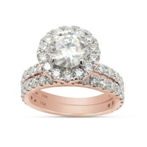 3 1/5 ct. t.w Center 7.5MM Round Cut Lab Created Moissanite Diamond Halo Engagement Bridal Ring Set For Women In 10K Solid Rose Gold (G-H Color, VVS1 Clarity,3.20 Cttw)-4