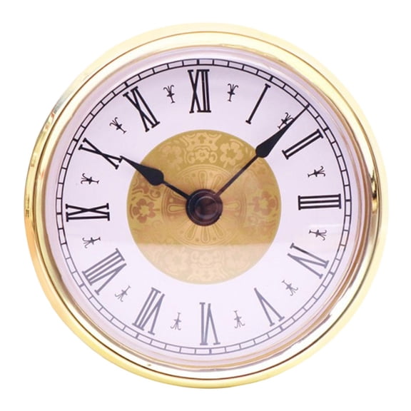 3-1/8 Inch (80 mm) Clock Insert with Roman Numeral, Movement, Gold
