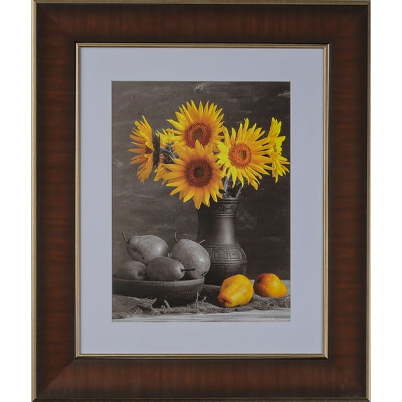 3-1/8" Polystyrene Contemporary Modern Picture Frame by WholesaleArtsFrames-com 10x12, 1604 Series Cherry & Gold - Made in USA