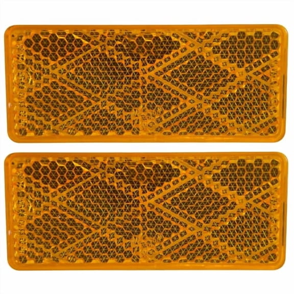 3-1/8" Rectangular Stick On Reflector - Trailers, Trucks, 2x Amber