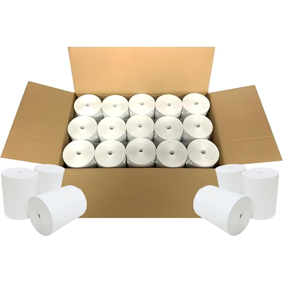 3 1/8" x 190' Thermal Receipt Paper Rolls For Most POS Systems and Receipt Printers, Compatible With Clover Station, Square Station, Toast Station, TM-T88, TSP Series (30 Rolls)