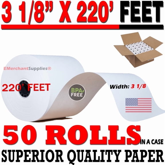 3 1/8" x 220' Thermal paper Star Micronics TSP100 - 50 Rolls same day shipping