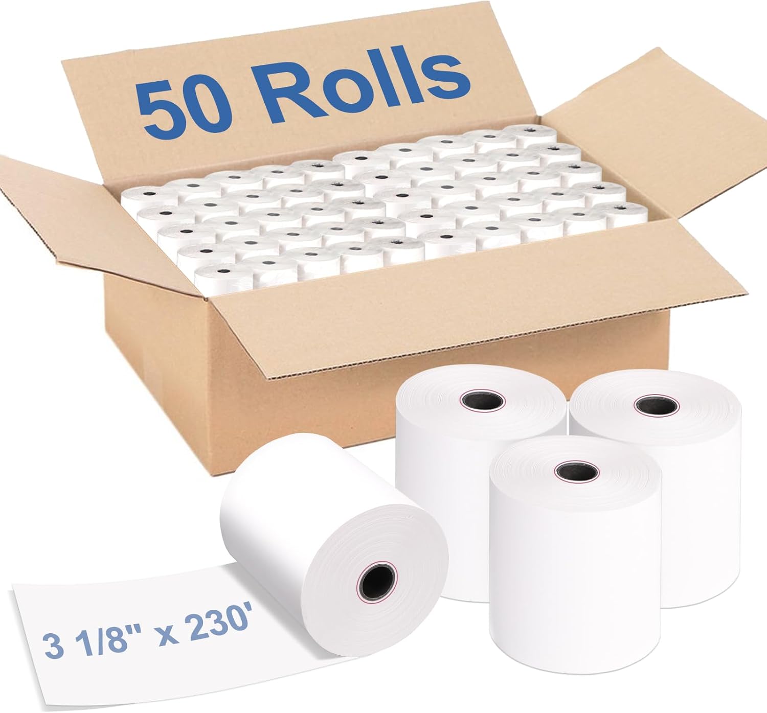 3 1/8 x 230 Thermal Paper Receipt Rolls, Thermal Printer Paper 50 Rolls ...