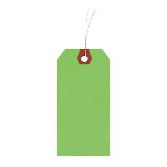 3-1/8" x 6-1/4" Fluorescent Green Wire Tag, Pk1000 1HAA1