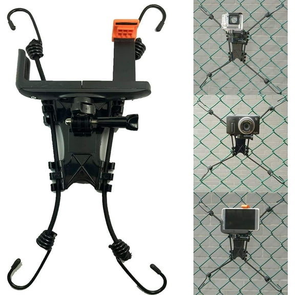 3 in 1 Action Camera Chain Link Fence Mount for Waterproof Action Camera/Digital Camera/Smartphone - Ideal Backstop Camera Mount for Recording Baseball,Basketball,Softball and Tennis Games
