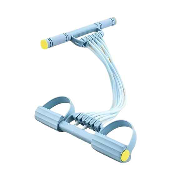 3 in 1 Adjustable Pedal Resistance Band 21.65 Inch, 10 Tube Multifunction Tension Rope for Fat Loss, Natural Latex Sit Up Trainer for Full Body Shaping Workout, Strength Training, Blue