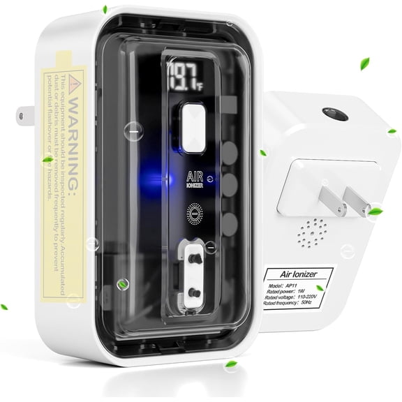 3 In 1 Air Ionizers For Home - Negative Ion Filtration System Real Time Temperature Display Air Purifier Plug Portable Air Purifier For Kitchen Bedroom Quiet Operation Mini Air Cleaner