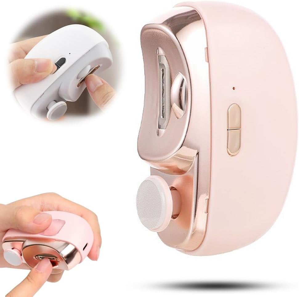 3 in 1 Automatic Electric Nail Clipper with Polishing, 2025 New Electric Nail Trimmer for Seniors Adults Baby, Electric Nail Clippers Nail File with Clip Storage & LED Light (Pink)