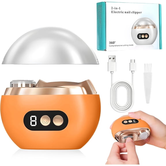 3 in 1 Automatic Electric Nail Clippers, Multi Functional Electric Nail Clipper, Portable USB Nail Trimmer with LED Light and Nail Scraps Storage, 3-Speed Fingernail Trimmer for All Ages