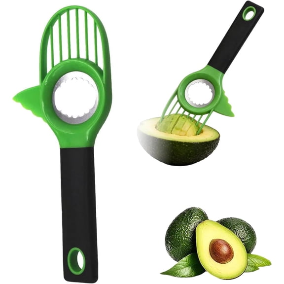 3 in 1 Avocado Slicer Tool,2026 New Avocado Pitter,Multifunctional Avocado Tool for Kitchen Helper, Avocado Cutter for Salads, Non Slip Handle Avocado Slicer for Home Cooking (1PC Green)