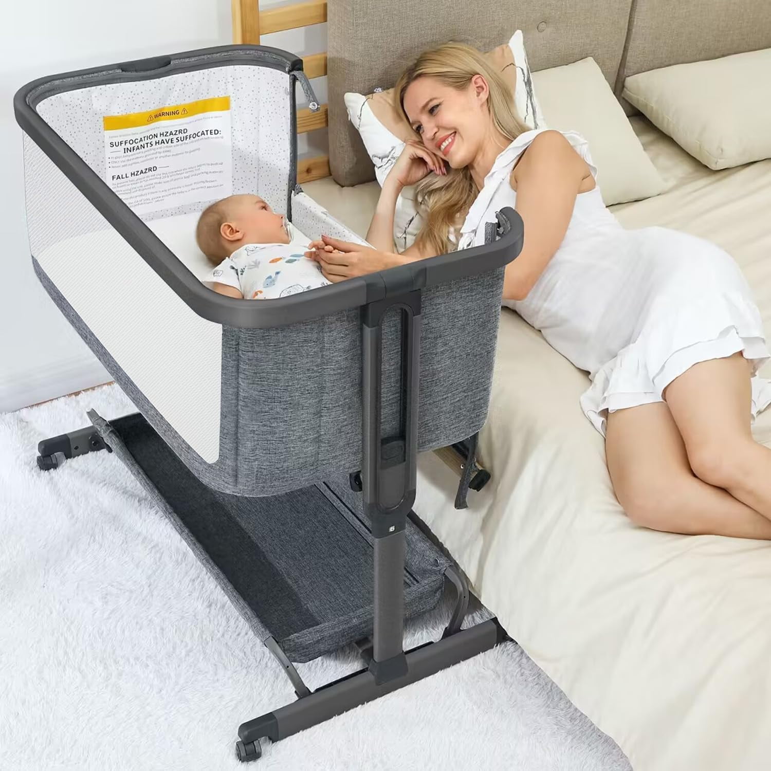 3 in 1 Baby Mesh Bedside Sleeper for Baby,Easy to