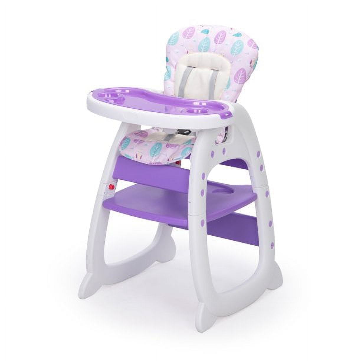 B-TOYS 3 in 1 Baby High Chair, Convertible High Chairs for Babies and Toddlers, Baby Chair with Tray, 3 Position Adjustment Toddler Chair for Eating,5 Point Harness with Toddler Feeding Chair (Purple)