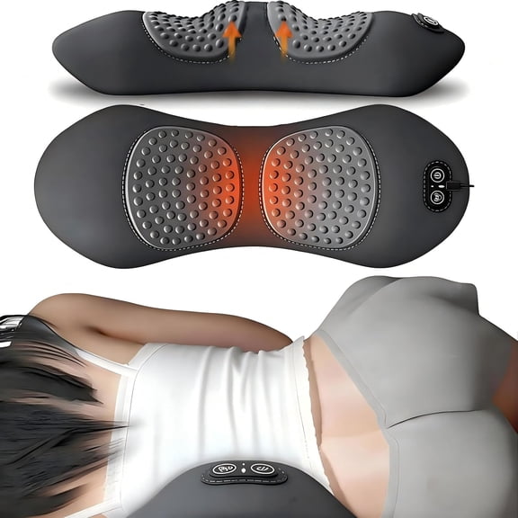 3 in 1 Back Massager, 2026 Comfortable Triple Fusion Back Massager for Sciatica, with Electric Heated, Vibration & Traction, for Lower Back Pain Relief and Spine Support (Gray)