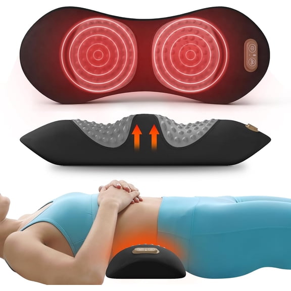 3 in 1 Back Massager for Bed and Chair, Triple Fusion Back Massager with Heat, Vibration & Traction, Designed for Lower Back Comfort and Spine Support