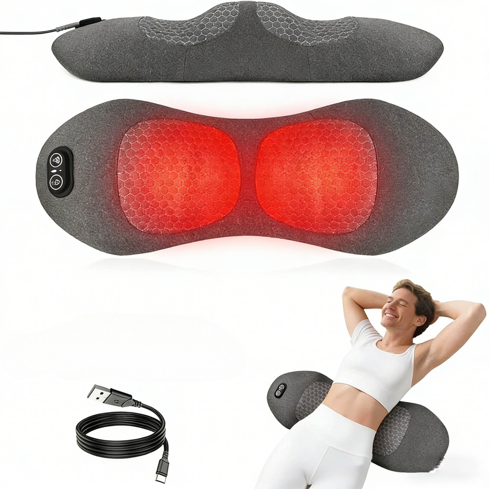 3 in 1 Back Massager, Electric Lumbar Support Pillow with Heat 