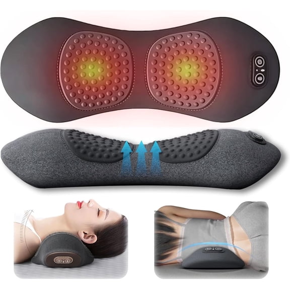 3 In 1 Back Massager, 2026 New Rechargeable Electric Lumbar Support Pillow,With Heat Vibration Traction,Suitable For Everyone