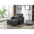 thumbnail image 1 of 3 in 1 Barrel Sofa Bed,Convertible Sleeper Sofa with Adjustable Backrest & Wood Legs,Velvet Button-Tufted Recliner Chaise with Pillow & Cup Holder, Padded Lounge Chair for Living Room Small Space, 1 of 9
