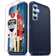 thumbnail image 1 of 3 in 1 Bundle Designed for Samsung Galaxy A23 Heavy Duty Case with 2 Clear Tempered Glass, Triple Layer Protection Shockproof Dropproof Dustproof Cover for Samsung Galaxy A23, Blue, 1 of 6