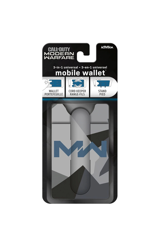 3 in 1 Call Of Duty Modern Warfare Mobile Wallet, Cord Keeper, Stand, Universal Phone Accessory for Cards, IDs, Cable Management, Hands Free Viewing, Compact Durable Design, Practical