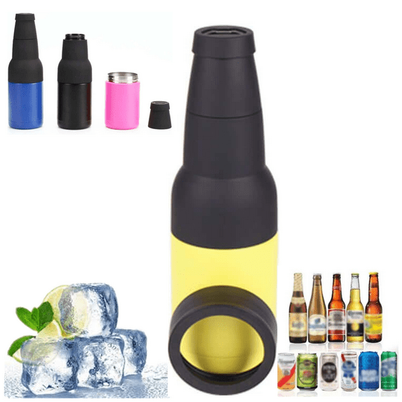 3 in 1 Can and Beer Bottle Insulator, Double Wall Stainless Steel Insulated Can Cooler, Vacuum Insulated Double Walled Stainless Steel Cooler with Beer Opener