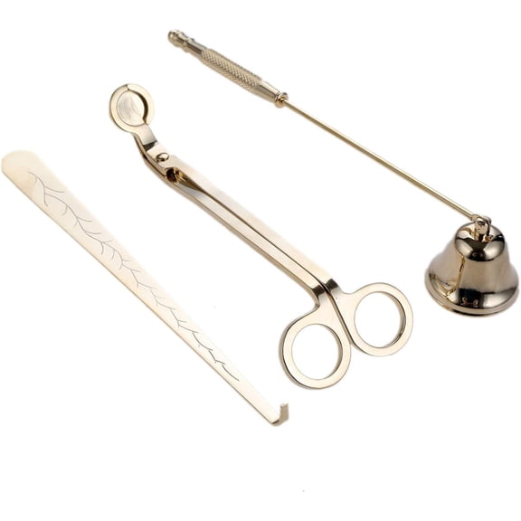 3 in 1 Candle Tools Candle Accessory Set - Candle Snuffer, Candle Wick Trimmer, Candle Wick Dipper - Candle Cutter Candle Maintenance Kit Gift for Candle Lover(Gold)