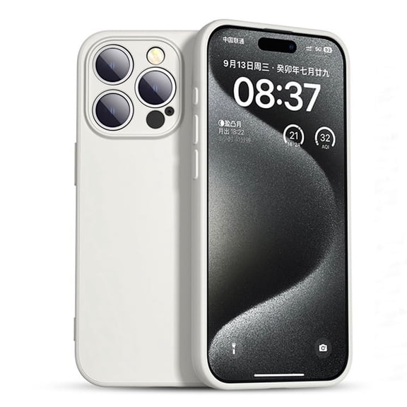 3 in 1 Case for iPhone 14 Pro Case, [Upgraded Camera Protection] Shockproof Liquid Silicone Soft Microfiber Lining Smooth Protective Phone Case Cover 6.1", White